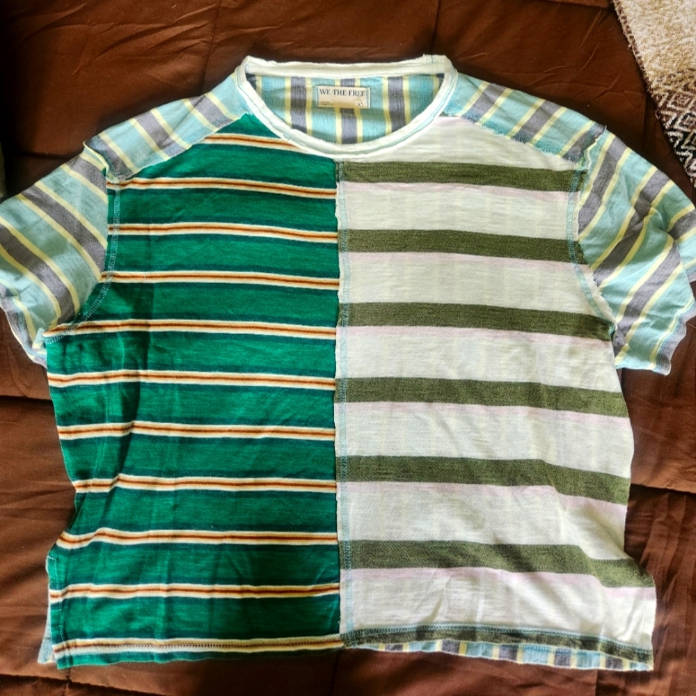 We The Free Green and Blue Short Sleeve Tee